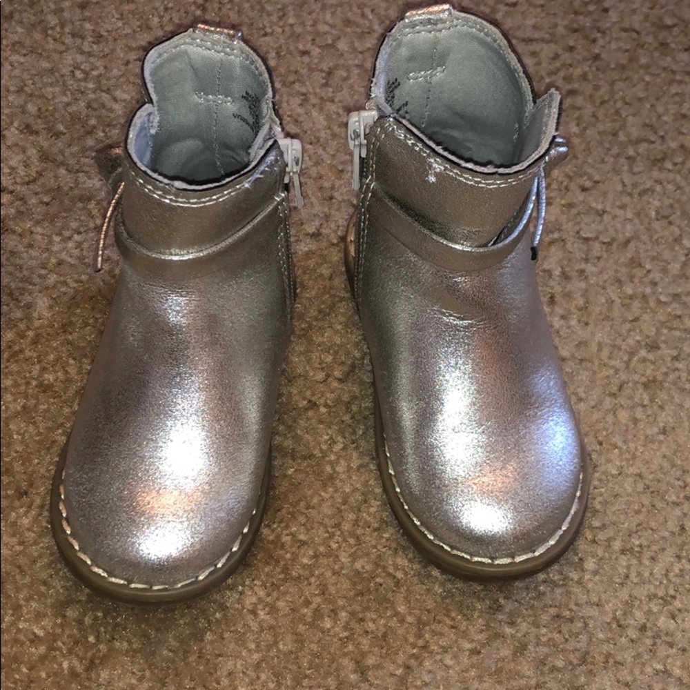 Silver zip up boots